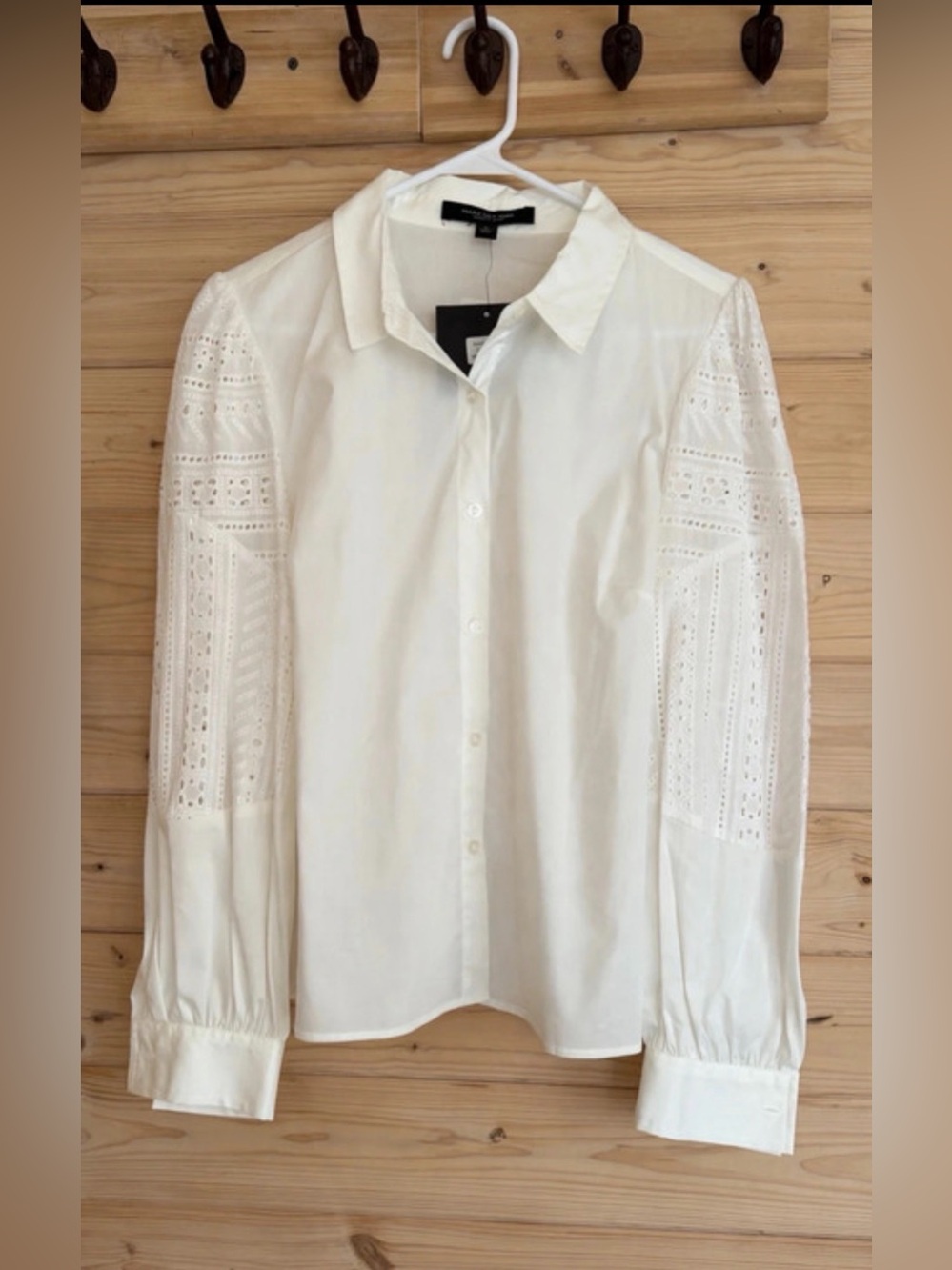 Marc New York White Eyelet Sleeve Button-Up Shirt